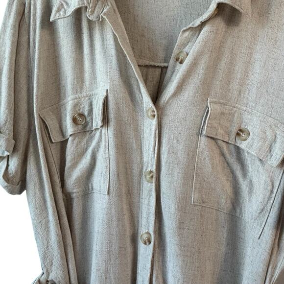 Anthropologie Perch By Blu Pepper Dress 3X Beige Linen Blend Comfort Cottage - Picture 3 of 13